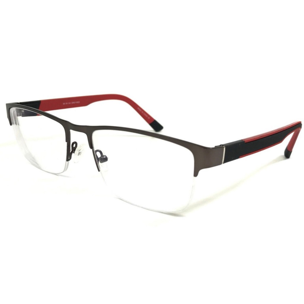 Bulova Eyeglasses Frames Fallbrook Grey/Red Black Rectangular Half Rim 55-18-140